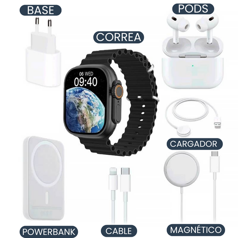 SmartWatch Acqua PRO™ - 8 in 1 - Reloj Inteligente + Accesorios.